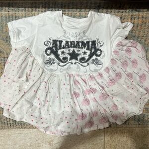 Upcycled OOAK White and Pink Alabama tee